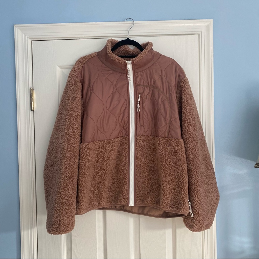 Old navy XL tan brown zip up fleece EUC